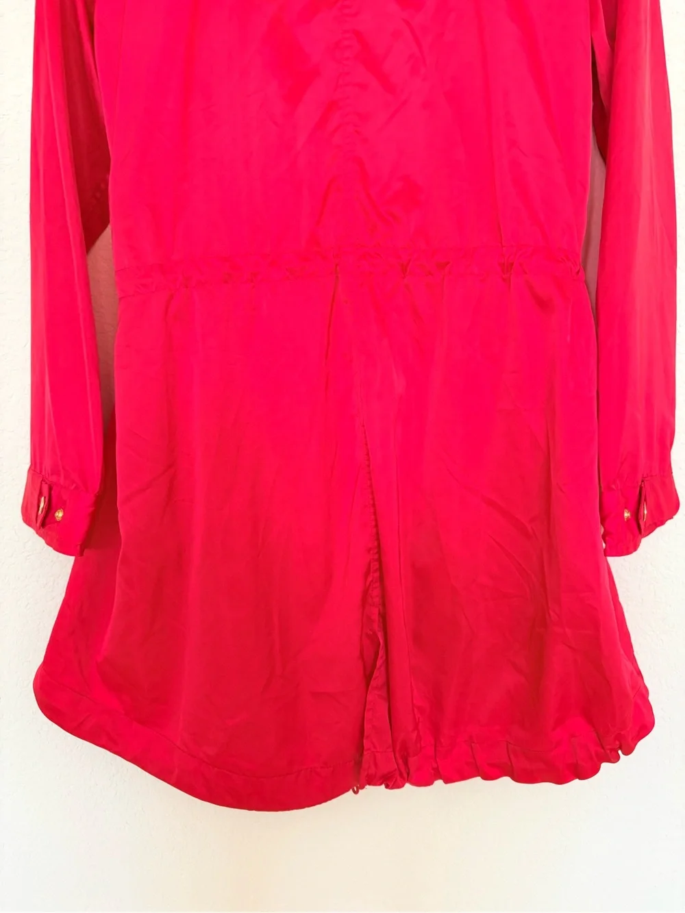 Michael Kors Vibrant Red Lightweight Hooded Waist Drawstring Windbreaker M